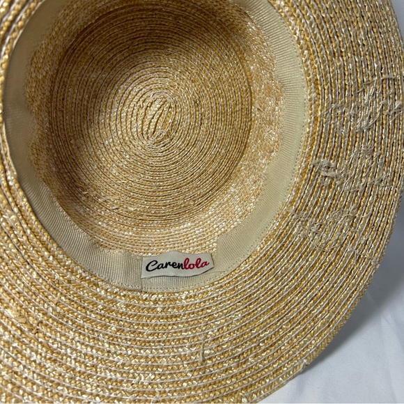 Caren Lola pink Flamingo Beaded Star Round Hat NWT - Picture 3 of 7